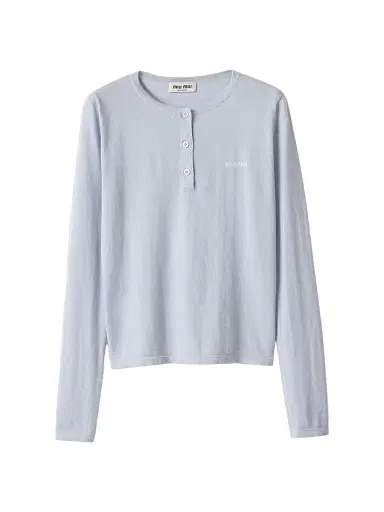 Miu Miu Women's Cashmere Henley Sweater - Blue - Size 6 | Thumbnail 1 Miu Miu Women's Cashmere Henley Sweater - Blue - Size 6 | Thumbnail 1