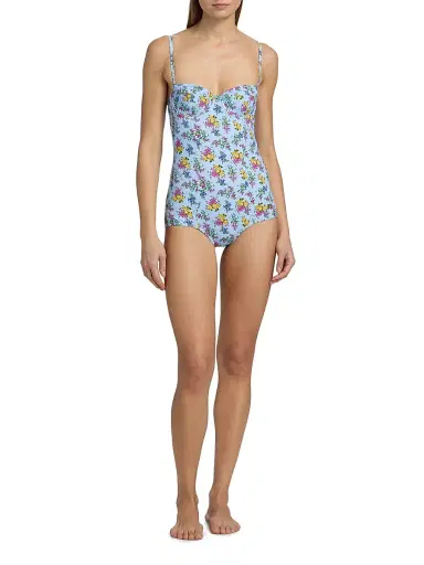 Dolce & Gabbana Women's Floral One-Piece Balconette Swimsuit - Blue - Size XL | Thumbnail 2