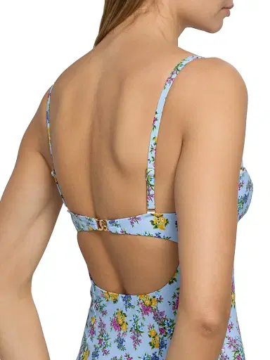 Dolce & Gabbana Women's Floral One-Piece Balconette Swimsuit - Blue - Size XL | Thumbnail 6