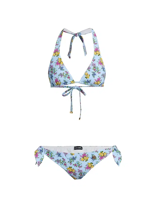 Women's Floral Tie Bikini - Blue