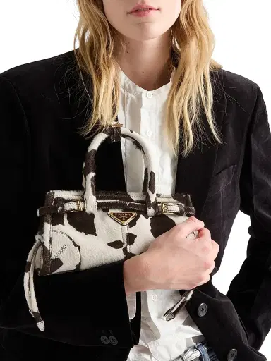 Prada Women's Bonnie Mini Printed Leather Top Handle Bag - White | Thumbnail 2 Prada Women's Bonnie Mini Printed Leather Top Handle Bag - White | Thumbnail 2