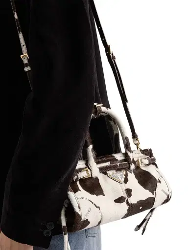 Prada Women's Bonnie Mini Printed Leather Top Handle Bag - White | Thumbnail 3 Prada Women's Bonnie Mini Printed Leather Top Handle Bag - White | Thumbnail 3