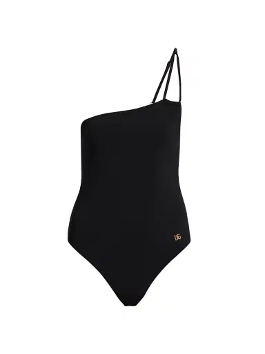 Dolce & Gabbana Women's One-Shoulder One-Piece Swimsuit - Nero - Size Medium | Thumbnail 1