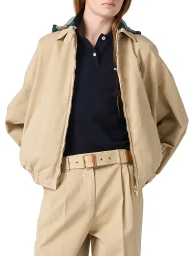 Miu Miu Women's Old Gabardine Blouson Jacket - Beige - Size 4 | Thumbnail 2 Miu Miu Women's Old Gabardine Blouson Jacket - Beige - Size 4 | Thumbnail 2