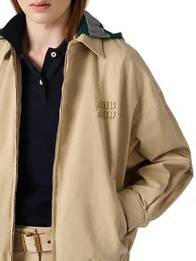 Miu Miu Women's Old Gabardine Blouson Jacket - Beige - Size 4 | Thumbnail 5 Miu Miu Women's Old Gabardine Blouson Jacket - Beige - Size 4 | Thumbnail 5