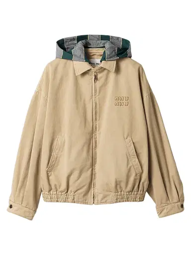 Miu Miu Women's Old Gabardine Blouson Jacket - Beige - Size 4 | Thumbnail 1 Miu Miu Women's Old Gabardine Blouson Jacket - Beige - Size 4 | Thumbnail 1