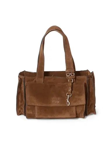 Miu Miu Women's Utilitaire Suede Shopping Bag - Brown | Thumbnail 1 Miu Miu Women's Utilitaire Suede Shopping Bag - Brown | Thumbnail 1