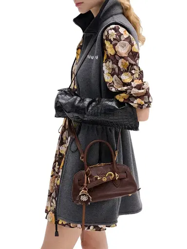 Miu Miu Women's Aventure Mini Nappa Leather Top Handle Bag - Dark Brown | Thumbnail 3 Miu Miu Women's Aventure Mini Nappa Leather Top Handle Bag - Dark Brown | Thumbnail 3