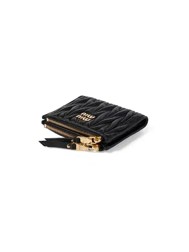 Miu Miu Women's Small Wallet In Matelassé Nappa Leather - Black | Thumbnail 3