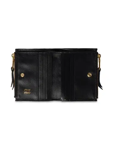 Miu Miu Women's Small Wallet In Matelassé Nappa Leather - Black | Thumbnail 4