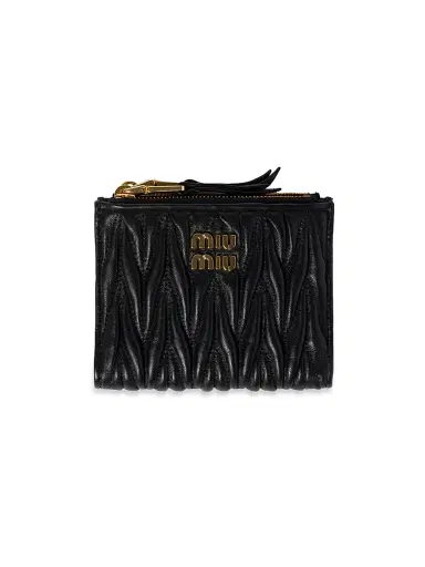 Miu Miu Women's Small Wallet In Matelassé Nappa Leather - Black | Thumbnail 1