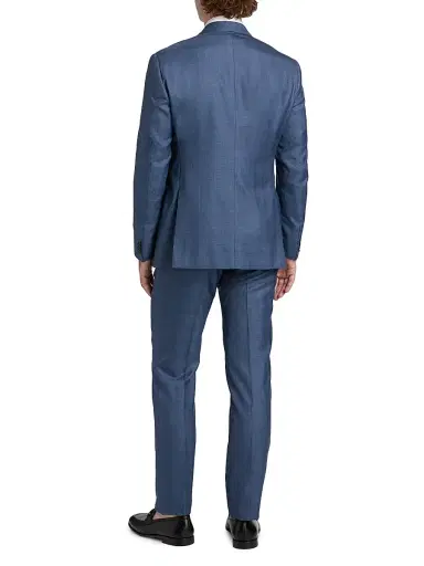 Giorgio Armani Men's Plaid Wool-Silk Single-Breasted Suit - Blue | Thumbnail 5 Giorgio Armani Men's Plaid Wool-Silk Single-Breasted Suit - Blue | Thumbnail 5