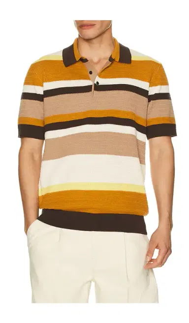 Scotch & Soda Structured Striped Knitted Polo | Thumbnail 1 Scotch & Soda Structured Striped Knitted Polo | Thumbnail 1