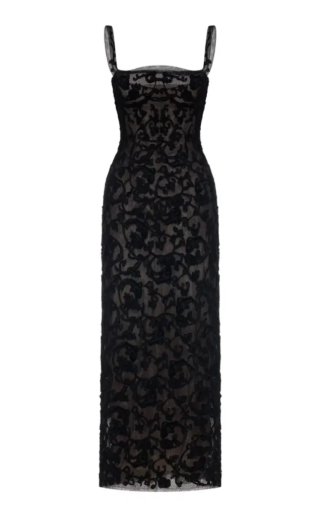 MONTSAND Straight-Neck Bodice Midi Dress