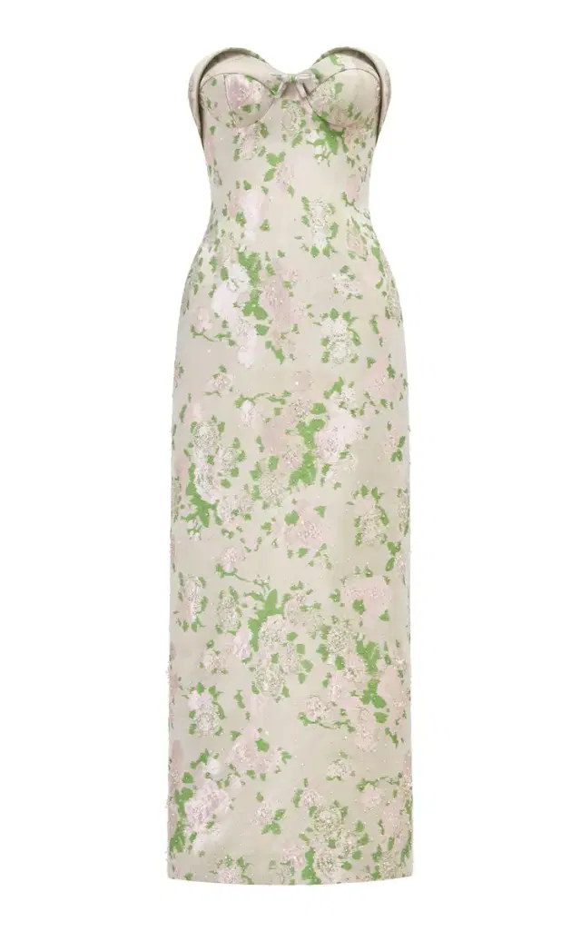 Silk-Blend Corset Midi Dress