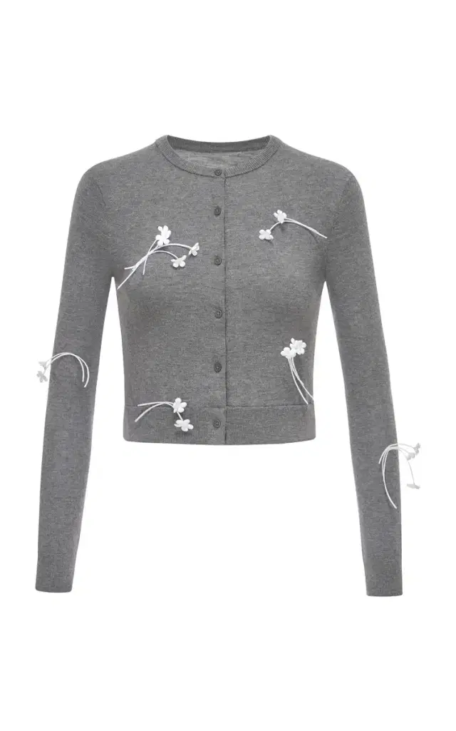 MONTSAND 3D Floral Cotton-Modal Cardigan