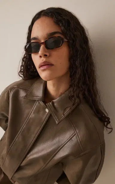 Saint Laurent Erin Oval-Frame Acetate Sunglasses | Thumbnail 2