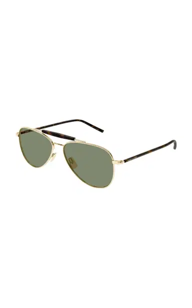 Saint Laurent Aviator-Frame Metal Sunglasses | Thumbnail 3