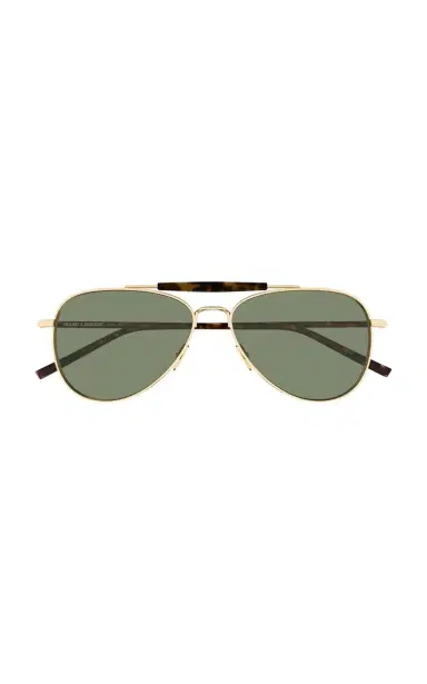 Saint Laurent Aviator-Frame Metal Sunglasses | Thumbnail 5