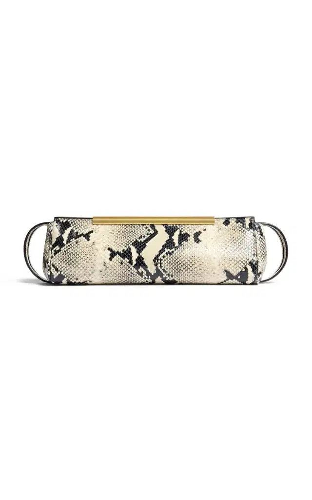 Khaite Donna Pyhton-Effect Leather Clutch