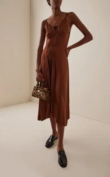 Prada Crepe-Satin Midi Dress | Thumbnail 2 Prada Crepe-Satin Midi Dress | Thumbnail 2