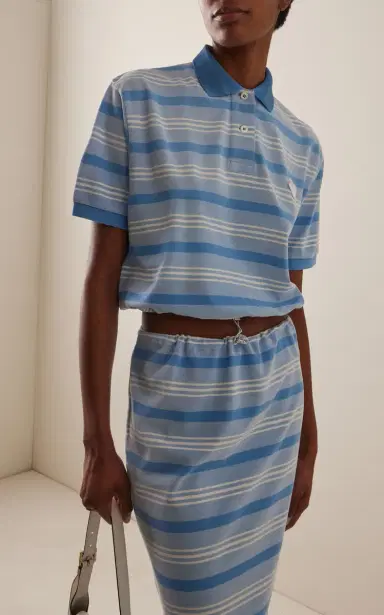 Prada Cropped Cotton Pique Polo Shirt | Thumbnail 2 Prada Cropped Cotton Pique Polo Shirt | Thumbnail 2