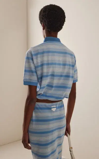 Prada Cropped Cotton Pique Polo Shirt | Thumbnail 4 Prada Cropped Cotton Pique Polo Shirt | Thumbnail 4