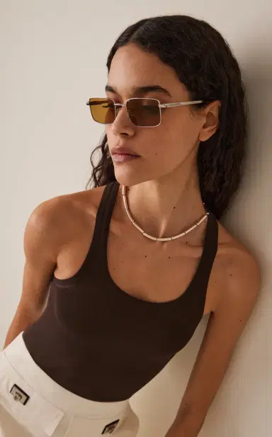 Bottega Veneta Square-Frame Metal Sunglasses | Thumbnail 2