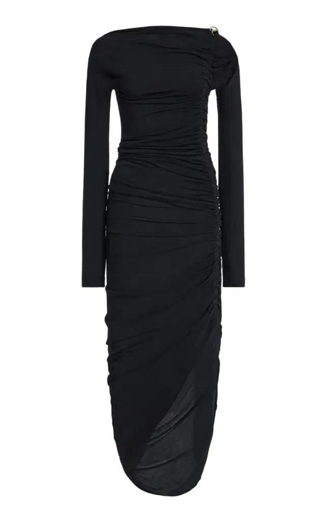 Ruched Jersey-Crepe Maxi Dress