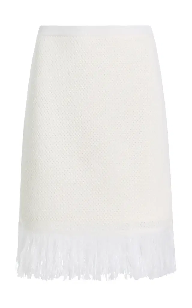 Wool Mesh Knit Midi Skirt