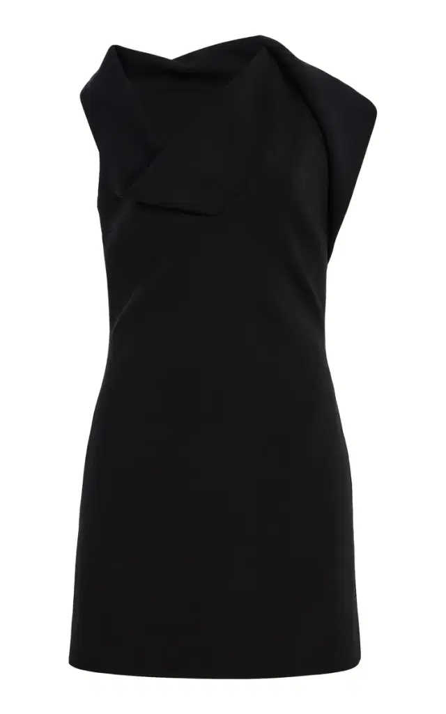 Asymmetric Wool-Blend Mini Dress