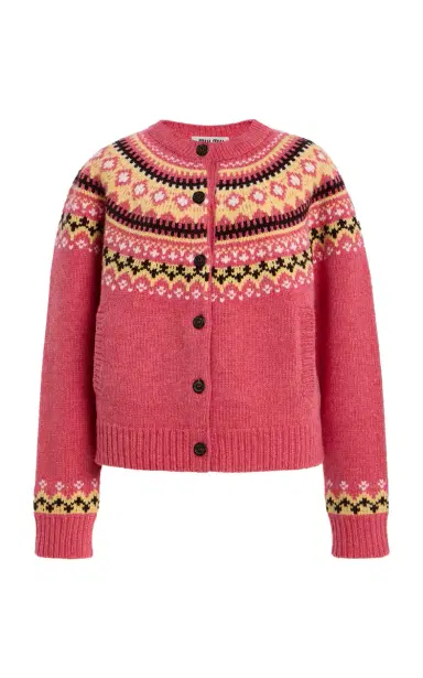 Miu Miu Fair Isle Wool Cardigan | Thumbnail 1 Miu Miu Fair Isle Wool Cardigan | Thumbnail 1