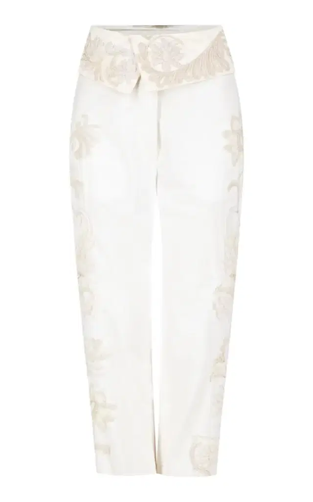 Dries Van Noten Prissy Embroidered Cotton-Canvas Capri Pants