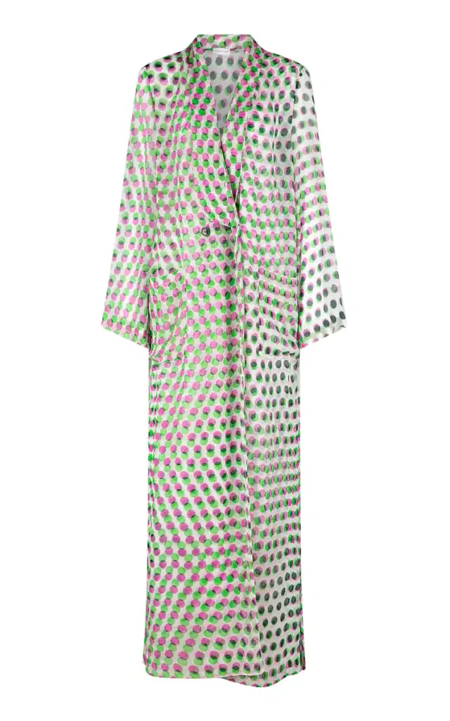 Dries Van Noten Covy Bis Polka-Dot Silk-Creppone Long Shirt