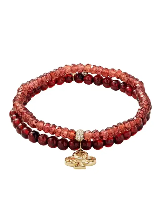 Sydney Evan Set Of Two 14-karat Gold, Garnet And Diamond Bracelets
