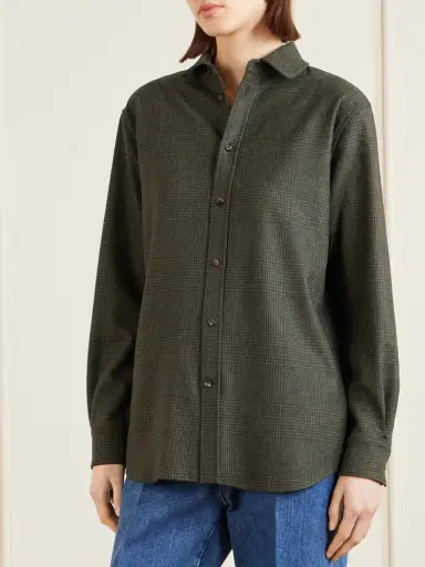 Loro Piana Thea Penny Prince Of Wales Checked Wool And Cashmere-blend Flannel Shirt | Thumbnail 3 Loro Piana Thea Penny Prince Of Wales Checked Wool And Cashmere-blend Flannel Shirt | Thumbnail 3