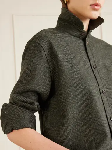 Loro Piana Thea Penny Prince Of Wales Checked Wool And Cashmere-blend Flannel Shirt | Thumbnail 5 Loro Piana Thea Penny Prince Of Wales Checked Wool And Cashmere-blend Flannel Shirt | Thumbnail 5