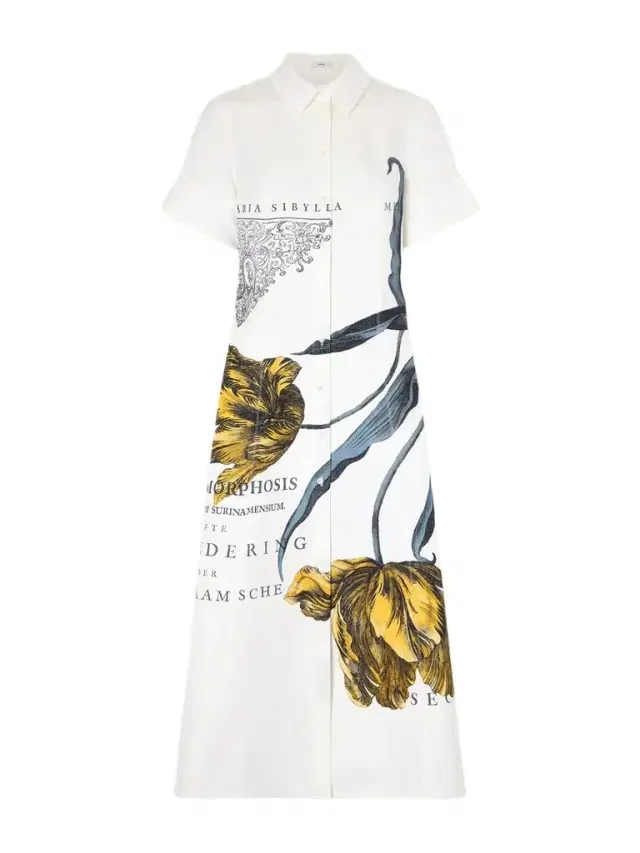 Floral-print Cotton-blend Shirt Dress