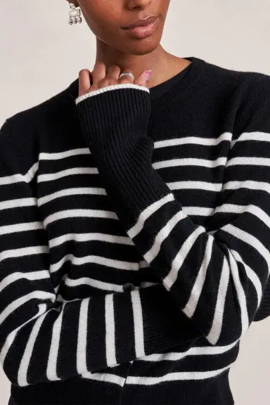 La Ligne Striped Lean Lines Cardigan - Black Cream | Thumbnail 3 La Ligne Striped Lean Lines Cardigan - Black Cream | Thumbnail 3
