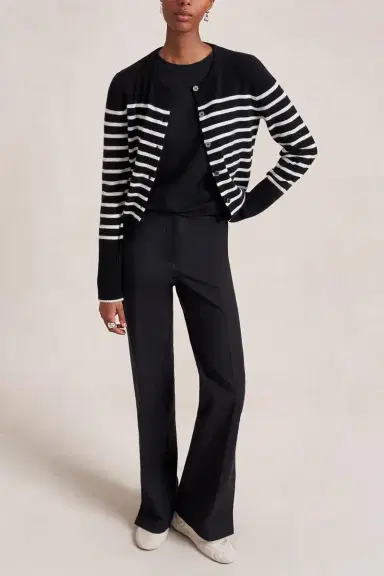 La Ligne Striped Lean Lines Cardigan - Black Cream | Thumbnail 4 La Ligne Striped Lean Lines Cardigan - Black Cream | Thumbnail 4