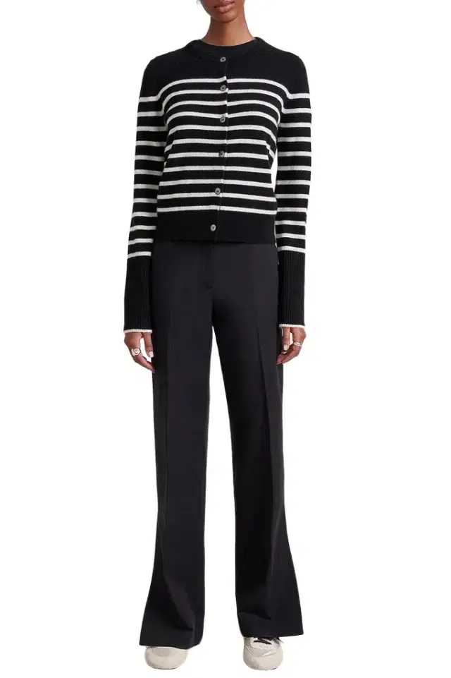 Striped Lean Lines Cardigan - Black Cream