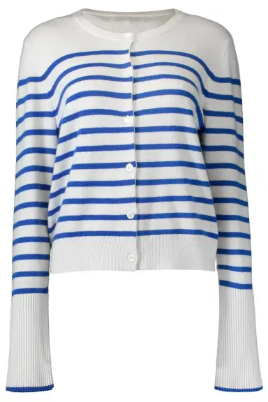 La Ligne Striped Lean Lines Cardigan - Cream Cobalt | Thumbnail 1