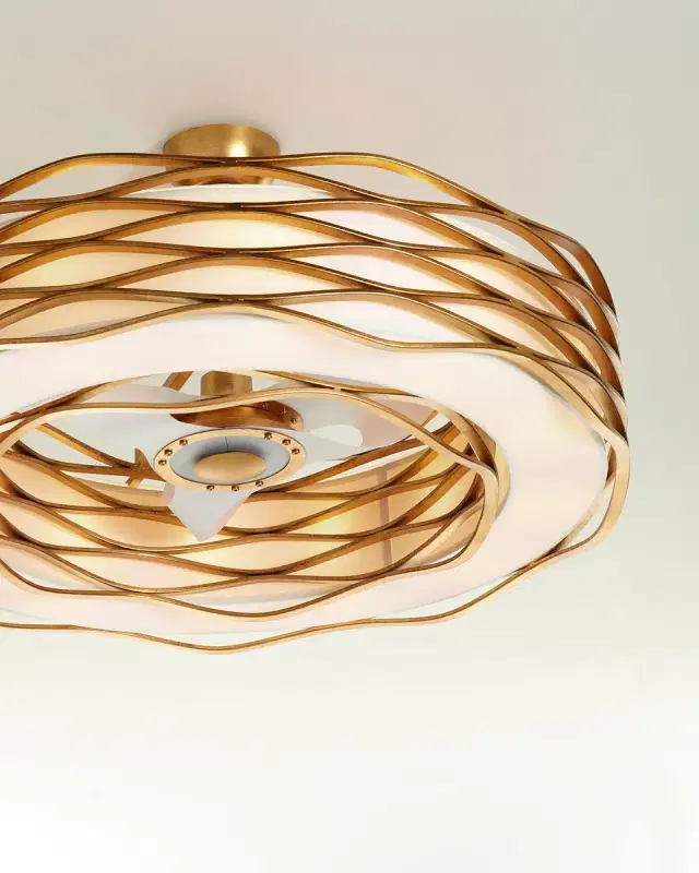 John-Richard Collection Ribbons of Gold 12-Light Pendant with Fan