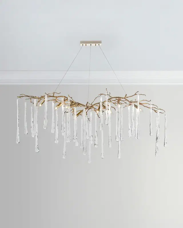 John-Richard Collection Brass & Glass Teardrop Chandelier