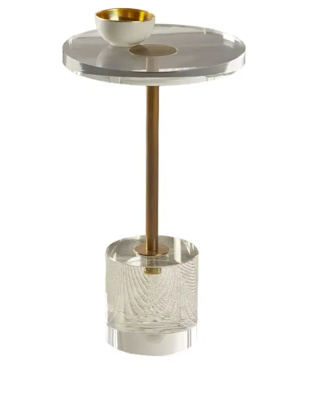 John-Richard Collection Brass and Acrylic Martini Side Table