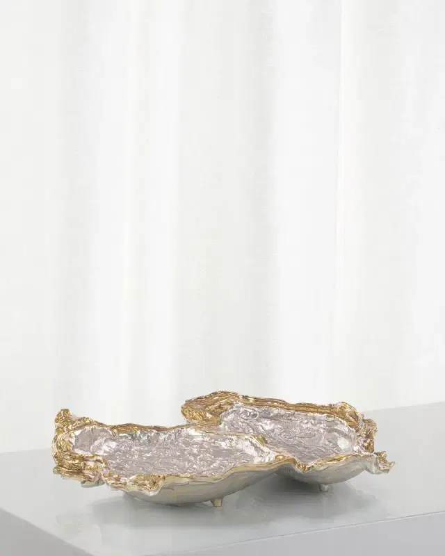 John-Richard Collection Double Oyster Gold Silver Enamel Decor