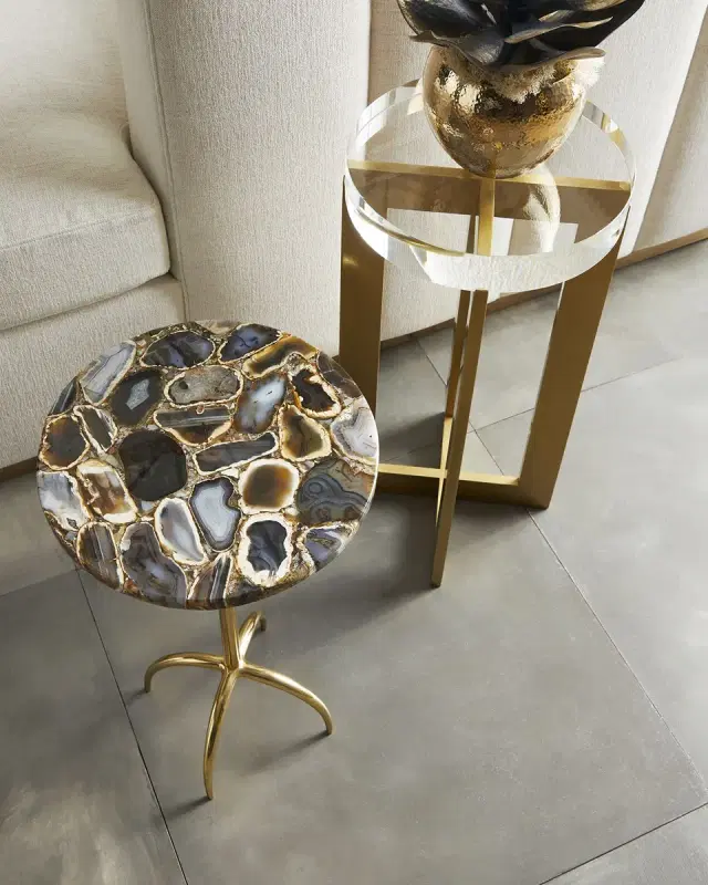 Brass Crystal Martini Table