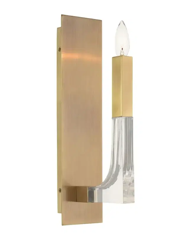 John-Richard Collection Acrylic & Brass Single Light Wall Sconce
