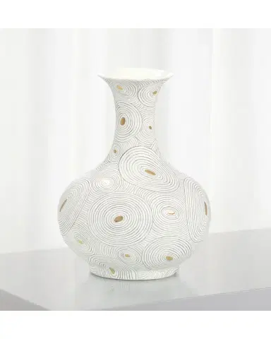 John-Richard Collection White Porcelain Vase with Gold | Thumbnail 2 John-Richard Collection White Porcelain Vase with Gold | Thumbnail 2