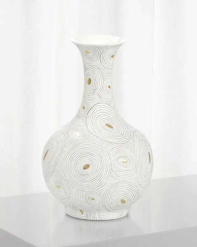 John-Richard Collection White Porcelain Vase with Gold